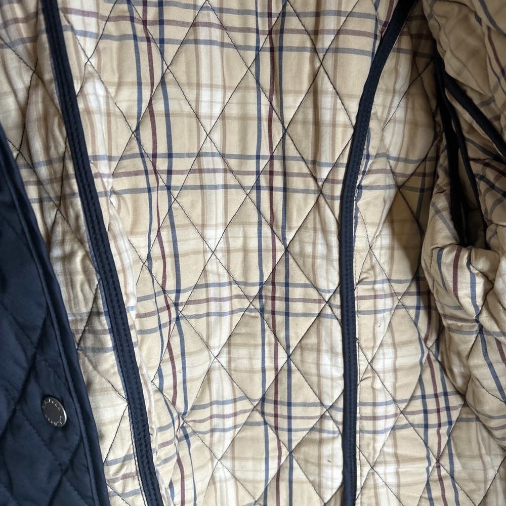 LL. Bean Women's Navy Quilted Equestrian Barn Riding Jacket with Plaid Lining XL - Picture 6 of 13